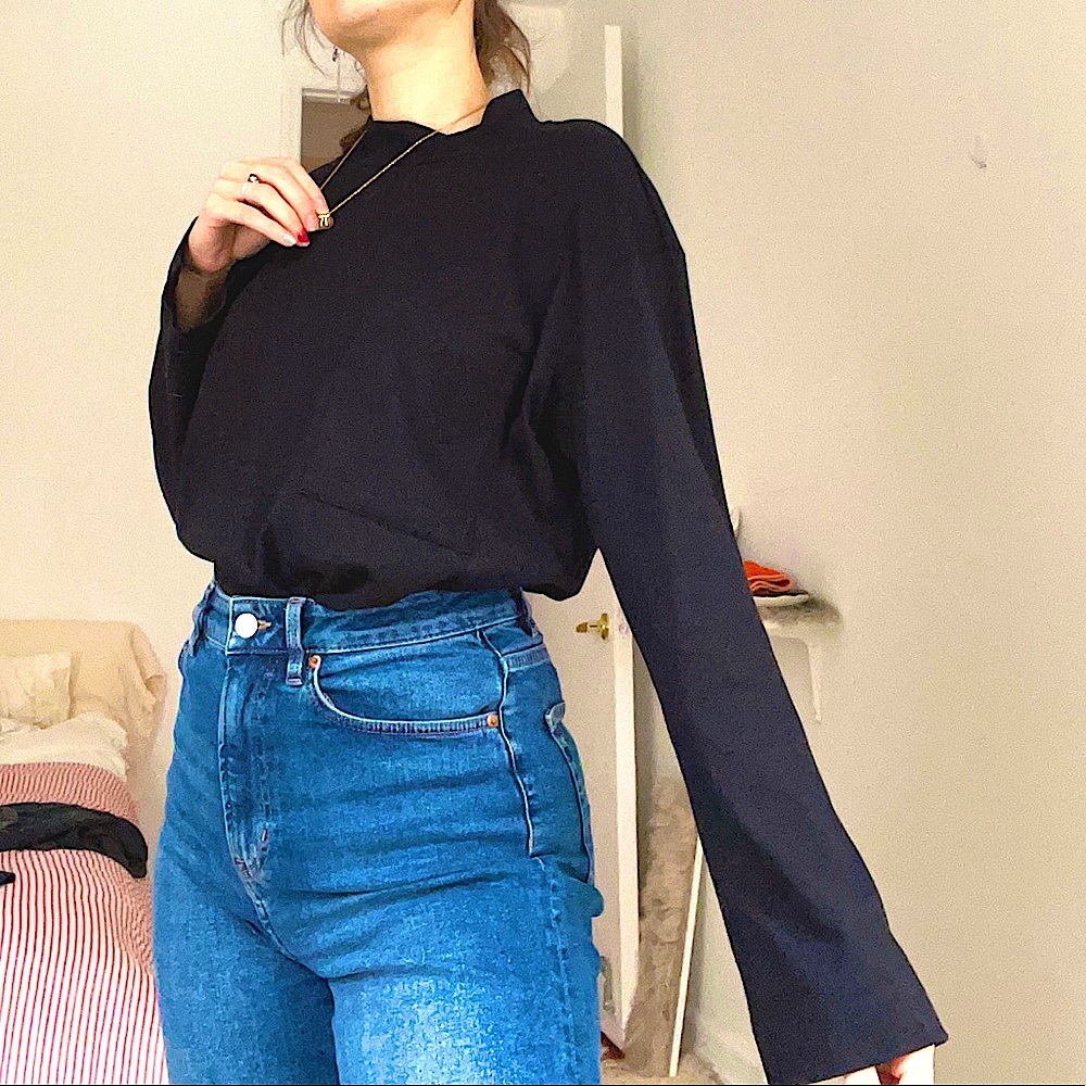 Anthropology black long sleeve top